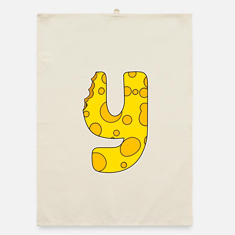 Letter Y - Initial Letter Y - Cheese Motif Organic dish towel