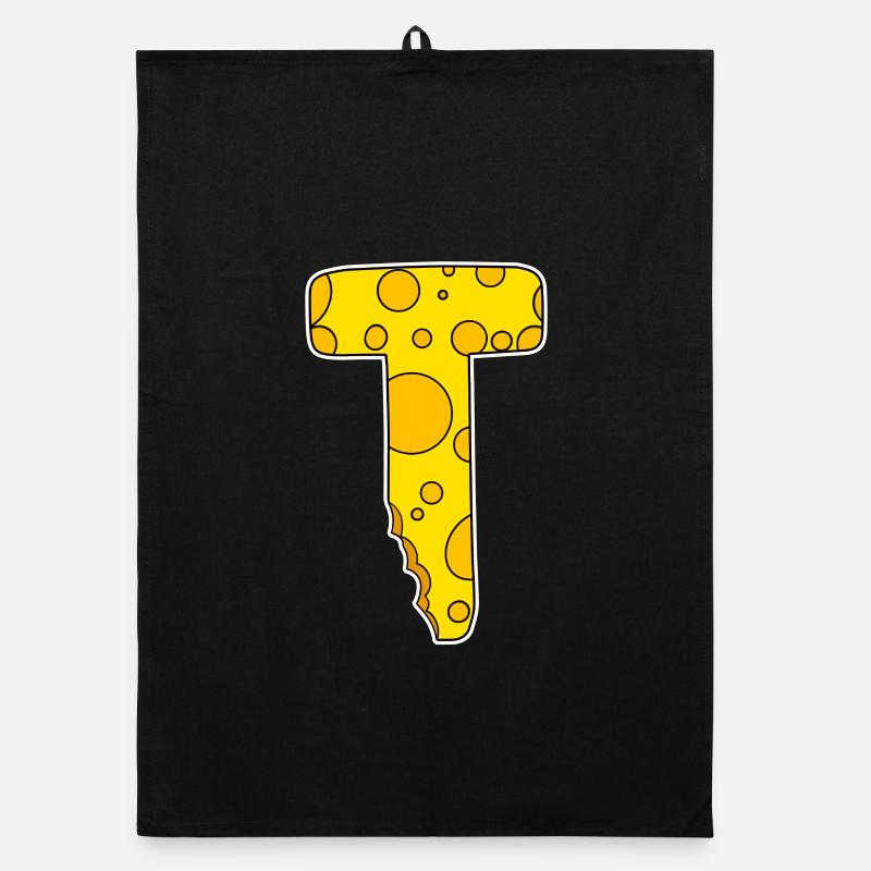 Lettre T - Lettre initiale T - Motif Fromage Torchon bio