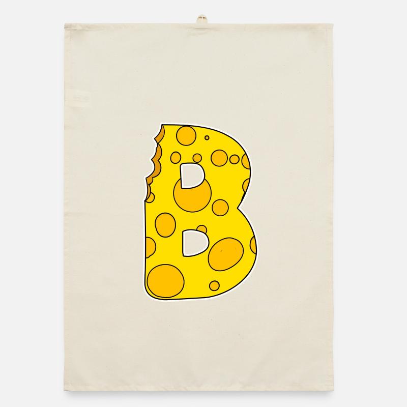 Buchstabe B - Anfangsbuchstabe B - Käse Motiv Organic Geschirrtuch