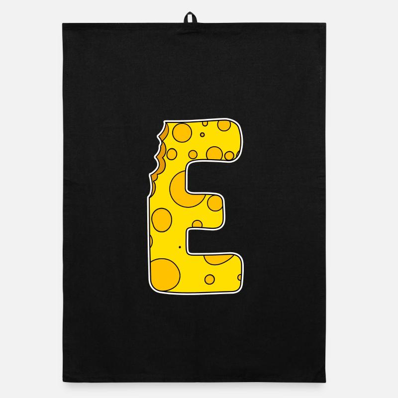 Lettre E - Lettre initiale E - Motif Fromage Torchon bio