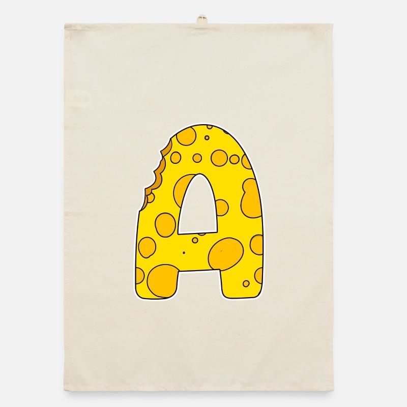 Buchstabe A - Anfangsbuchstabe A - Käse Motiv Organic Geschirrtuch