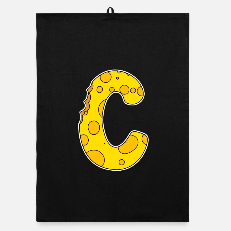 Lettre C - Lettre initiale C - Motif Fromage Torchon bio