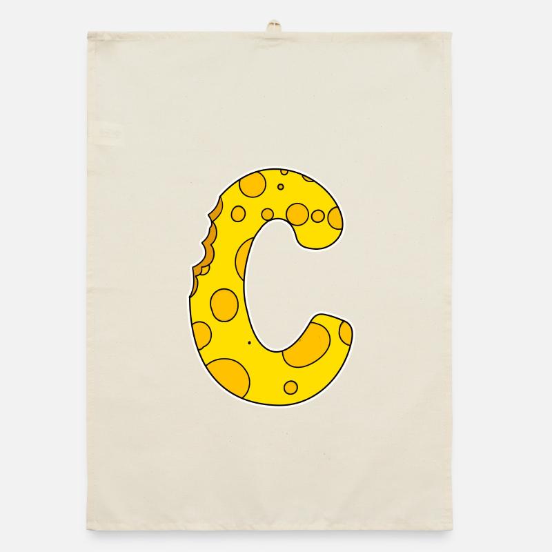 Lettre C - Lettre initiale C - Motif Fromage Torchon bio