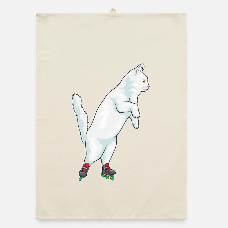 Cat Inline skating Inline skates Organic dish towel