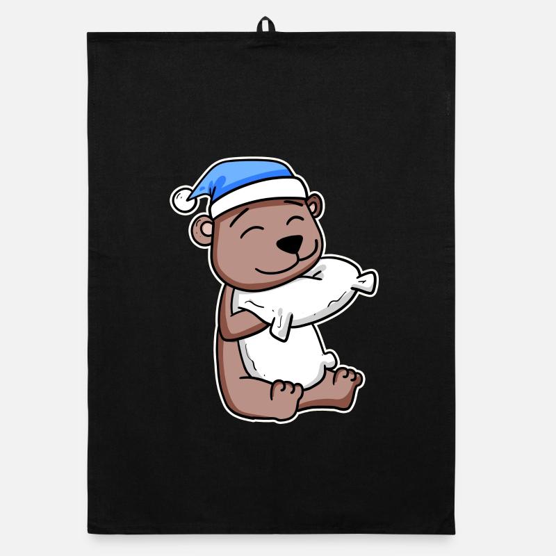 Bear with pillow and sleeping cap Organic dish towel