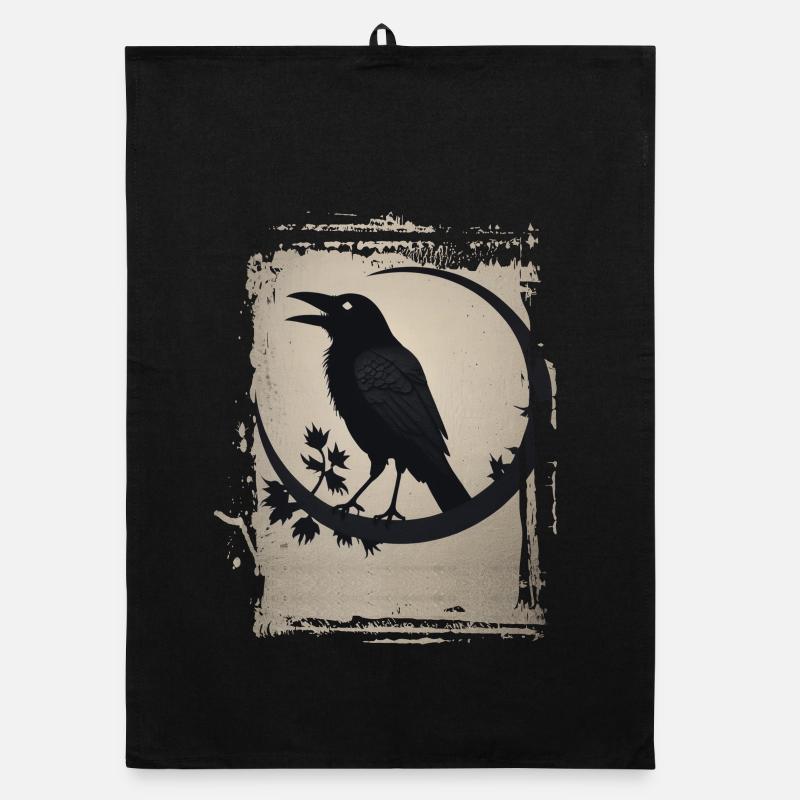 Corbeau assis sur une branche Torchon bio