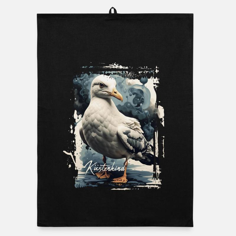Möwe Küstenkind - Organic Geschirrtuch - Schwarz