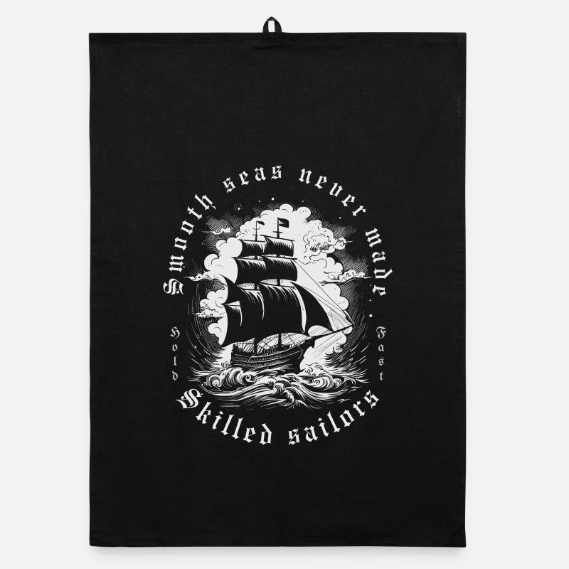 Smooth Sea Skilled Sailor Vintage Ship Zitat Organic Geschirrtuch