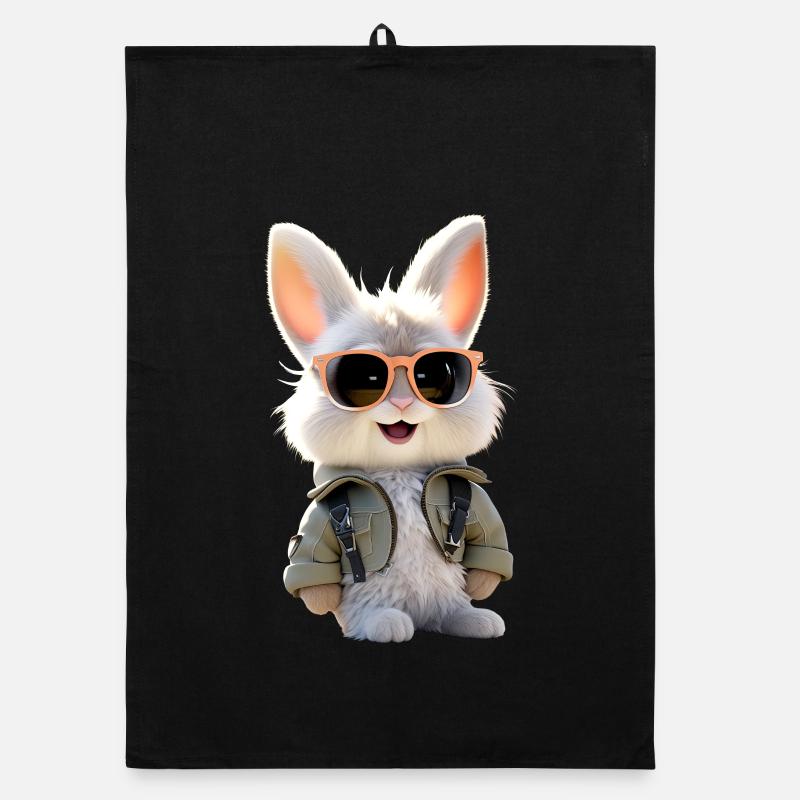 Lapin lapin lièvre lapin cadeau lapins mignons - Torchon bio - noir