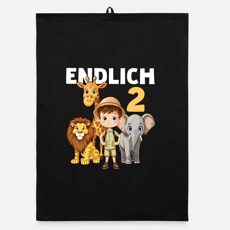 2 Kindergeburtstag Giraffe Elefant Löwe Geburtstag Organic Geschirrtuch