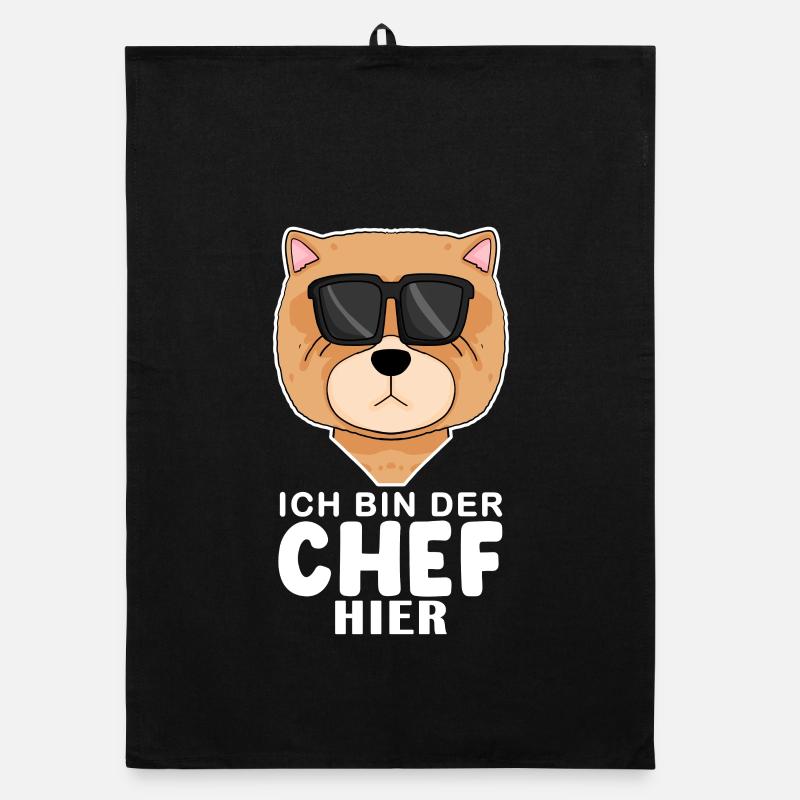 Chef Spruch Anführer Hund Chow Chow Motiv Organic Geschirrtuch