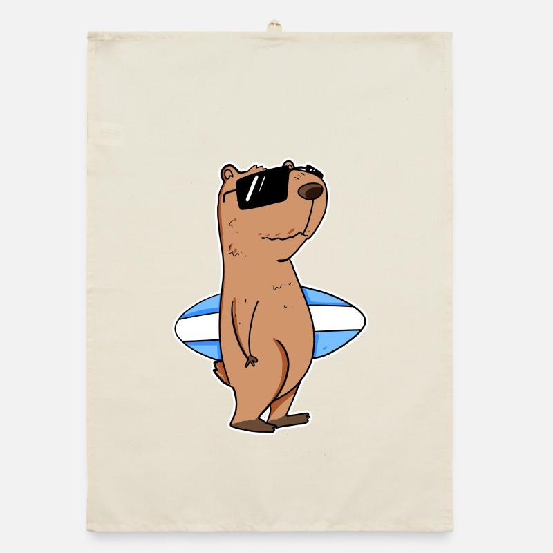 Capybara Surf Capybara Surfer Motif Torchon bio