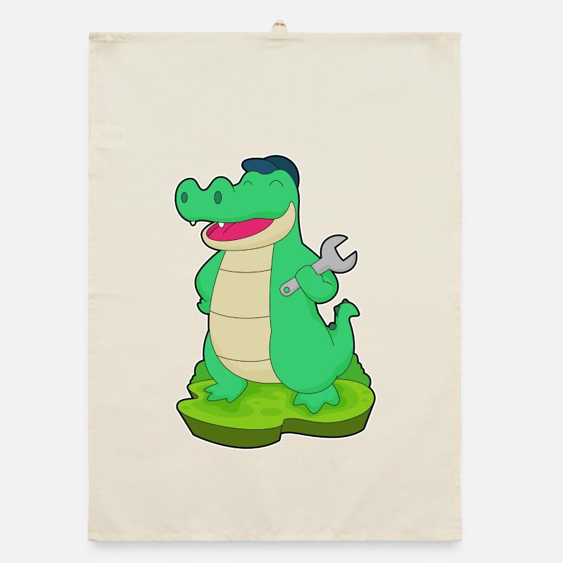 Crocodile Mechanic Wrench Workshop Organic dish towel