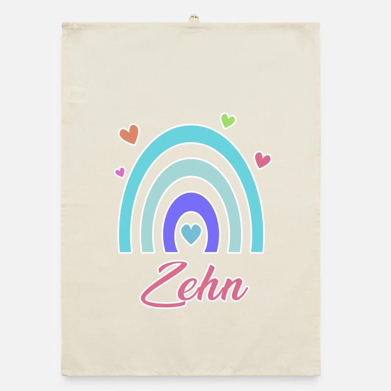 10. Geburtstag Regenbogen Vintage Organic Geschirrtuch