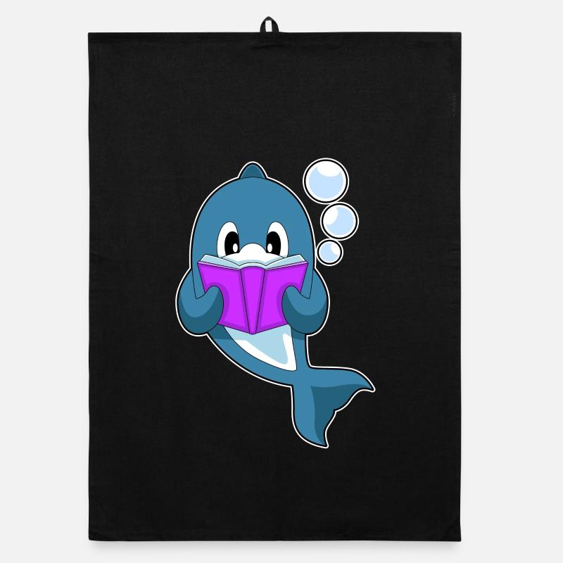 Delfin Nerd Buch  Organic Geschirrtuch