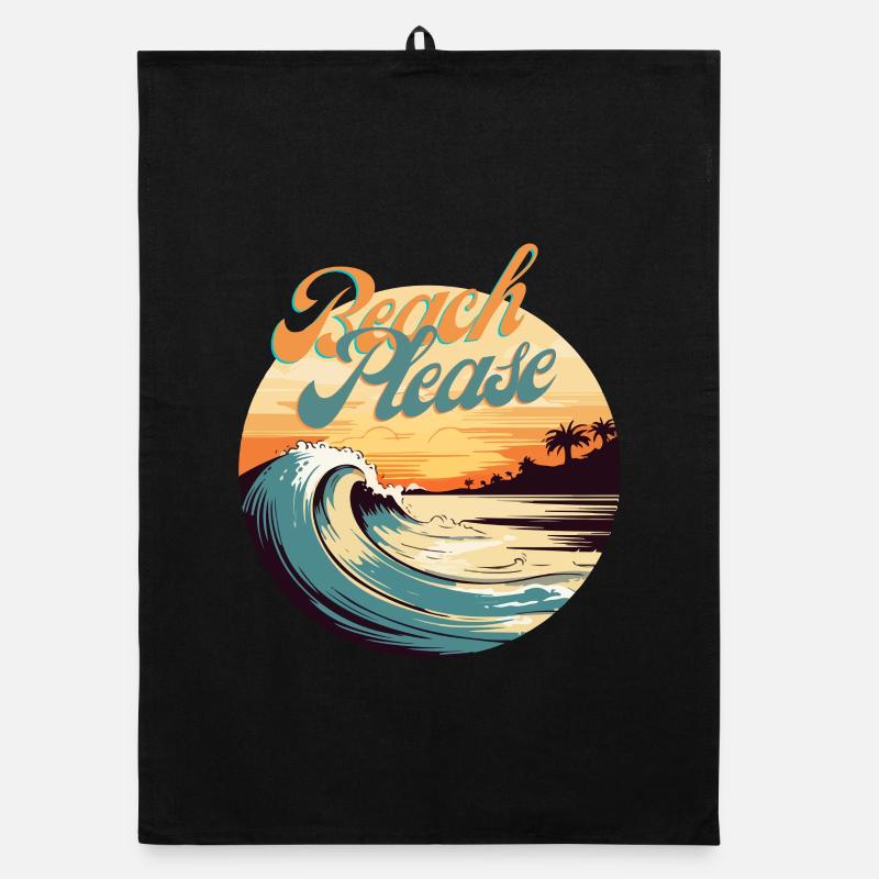 BeachPlease Vague Retro du Coucher de Soleil Torchon bio