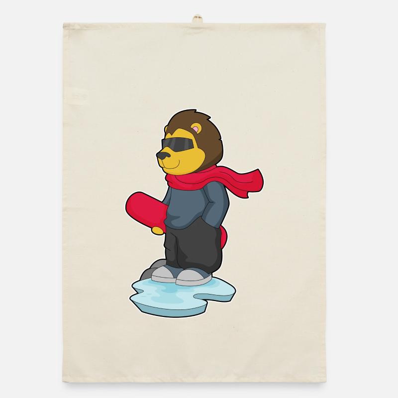 Löwe Snowboarder Snowboard Torchon bio