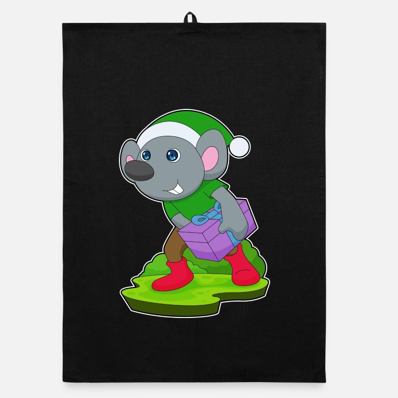 Mouse Christmas Package Organic dish towel
