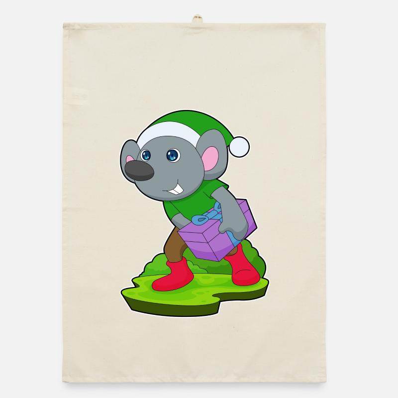Mouse Christmas Package Organic dish towel