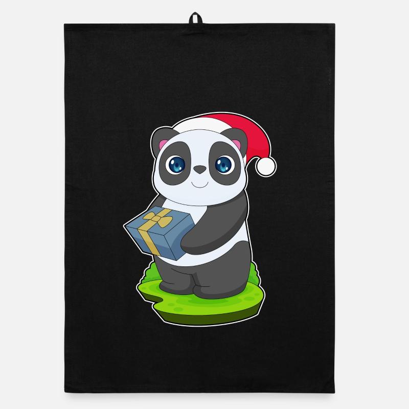 Panda Christmas Package Organic dish towel