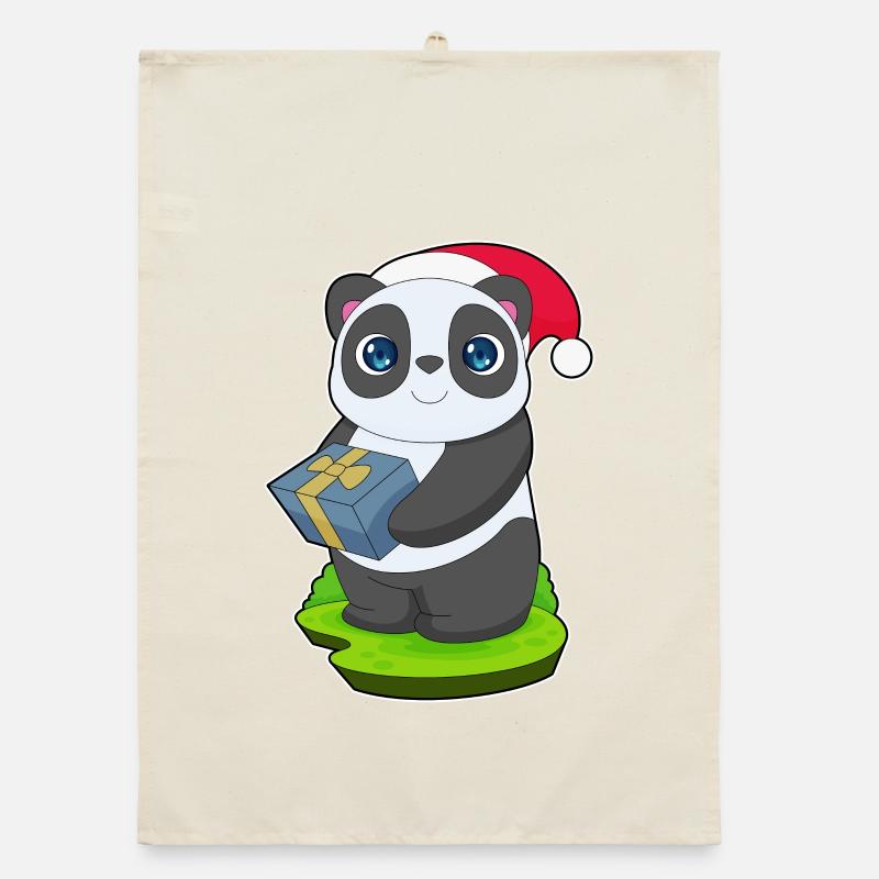 Panda Christmas Package Organic dish towel