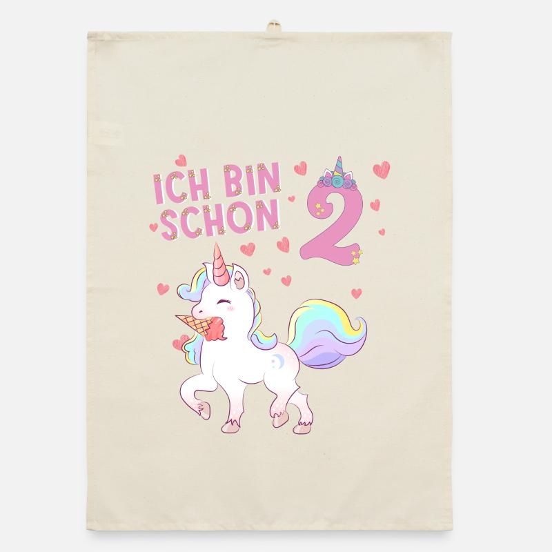 ich bin schon 2 Einhorn  Organic Geschirrtuch