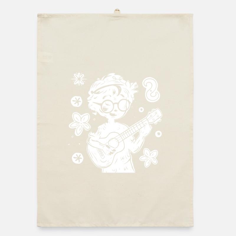 Ukulele Child Drawing Organic dish towel