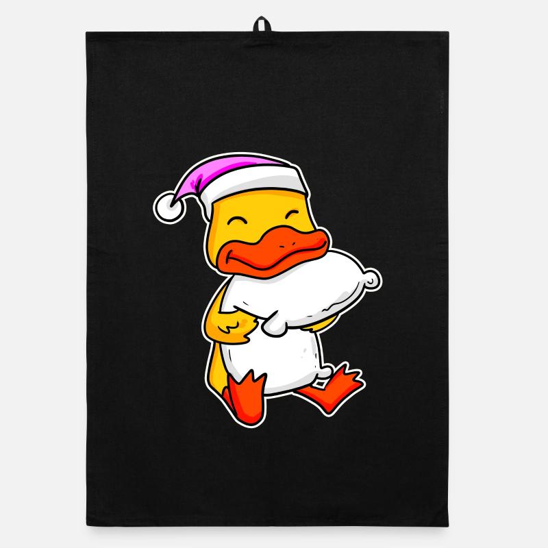 Ente Müde Ausschlafen Schlafen Mädchen - Organic Geschirrtuch - Schwarz