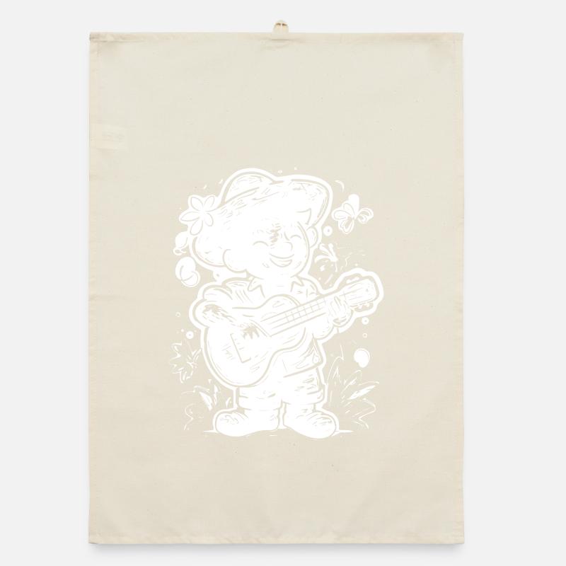 Ukulele Player Graphics Organic dish towel