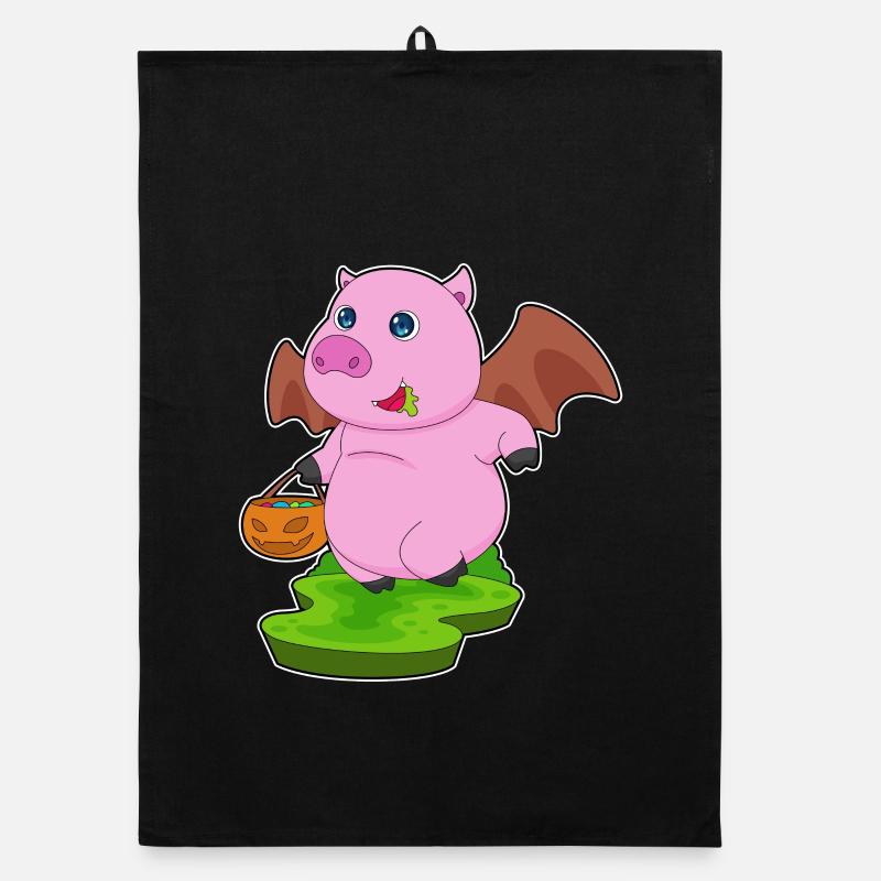 Cochon Halloween Bat Torchon bio