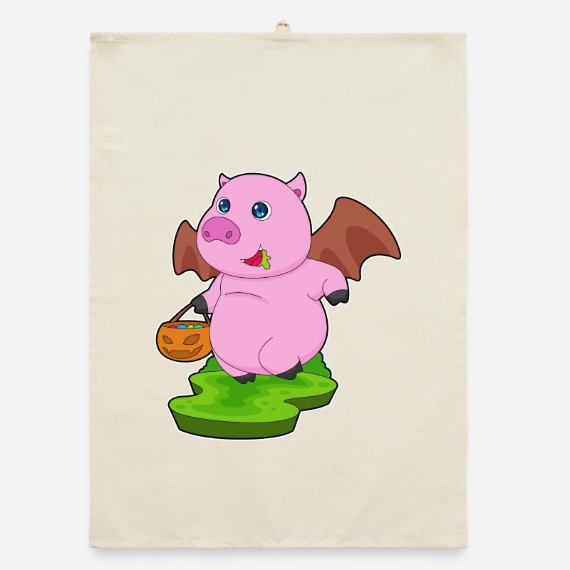 Cochon Halloween Bat Torchon bio