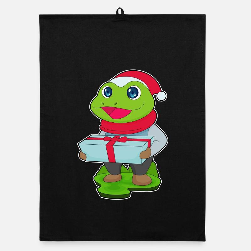 Frog Christmas Package Organic dish towel