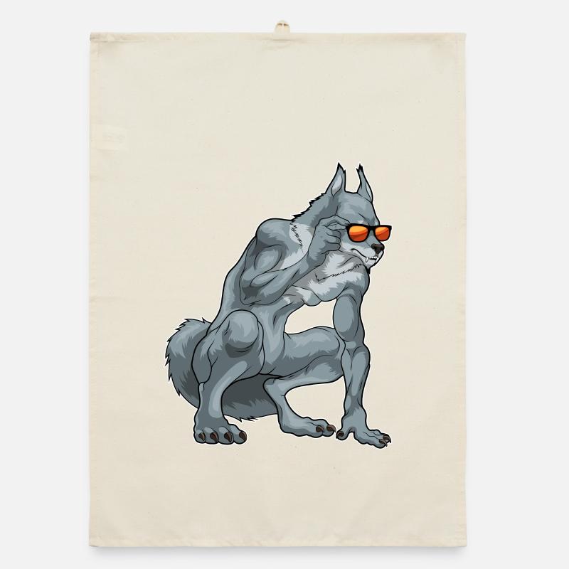 Werwolf Halloween Sonnenbrille Organic Geschirrtuch