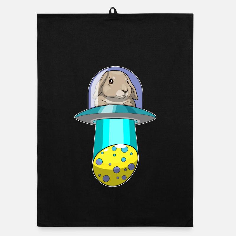 Lapin Pâques Oeuf de Pâques Vaisseau spatial Torchon bio