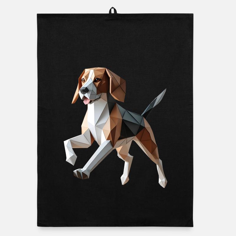 3D Geometrischer Origami-Beagle-Hund Organic Geschirrtuch