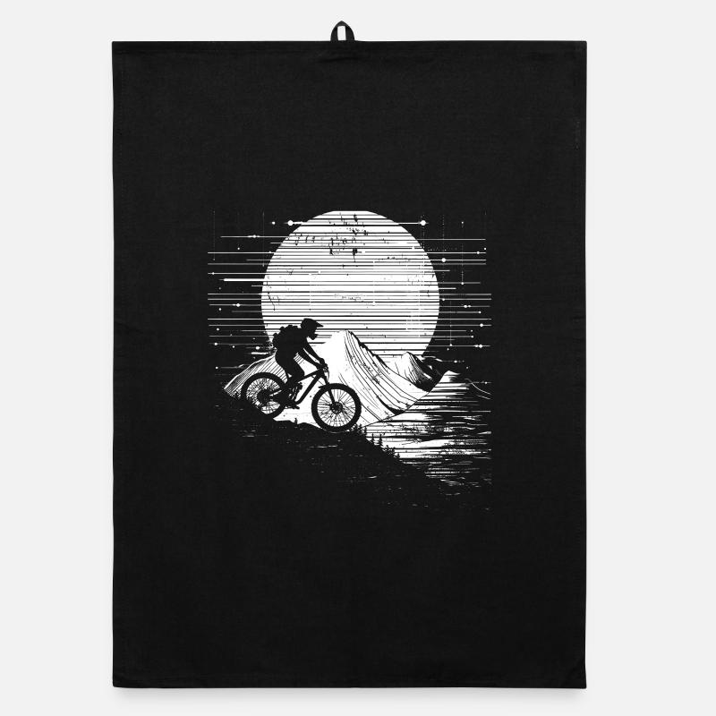 Mountain Biker Sketch Organic dish towel