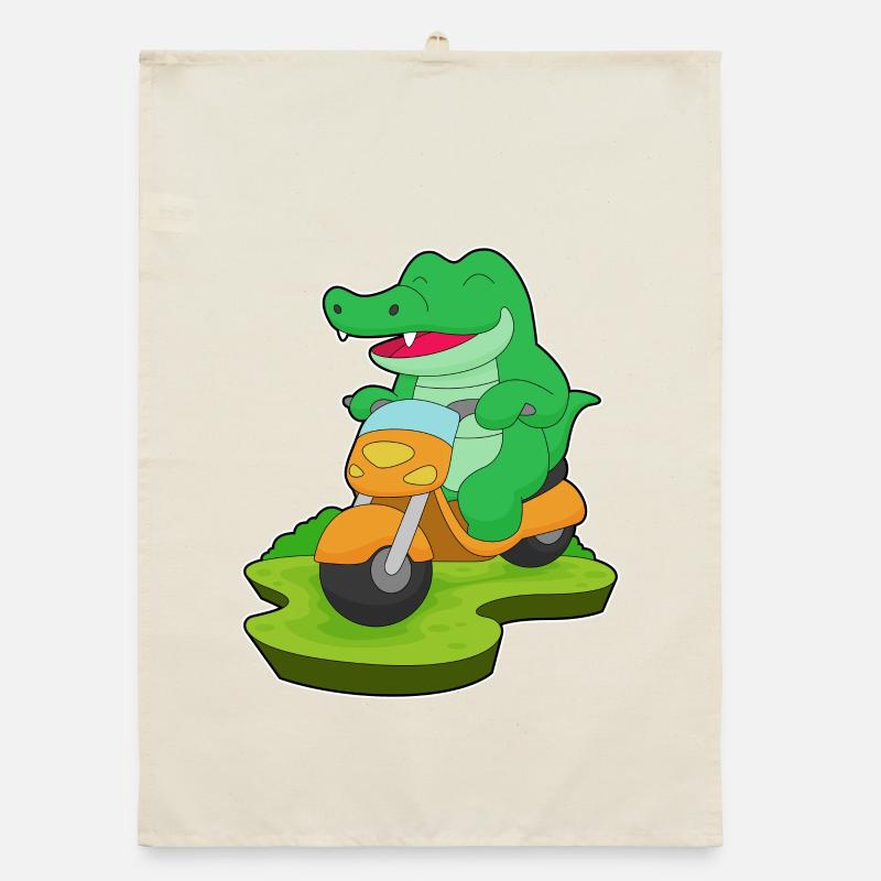 Krokodil Motorroller Organic Geschirrtuch
