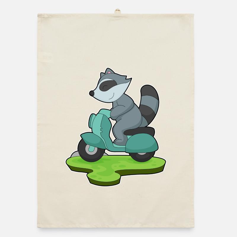 Waschbär Motorroller Organic Geschirrtuch