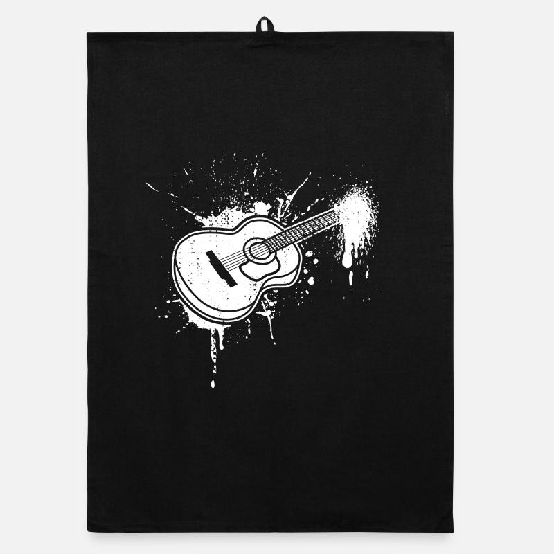 Dessin de guitare - Torchon bio - noir