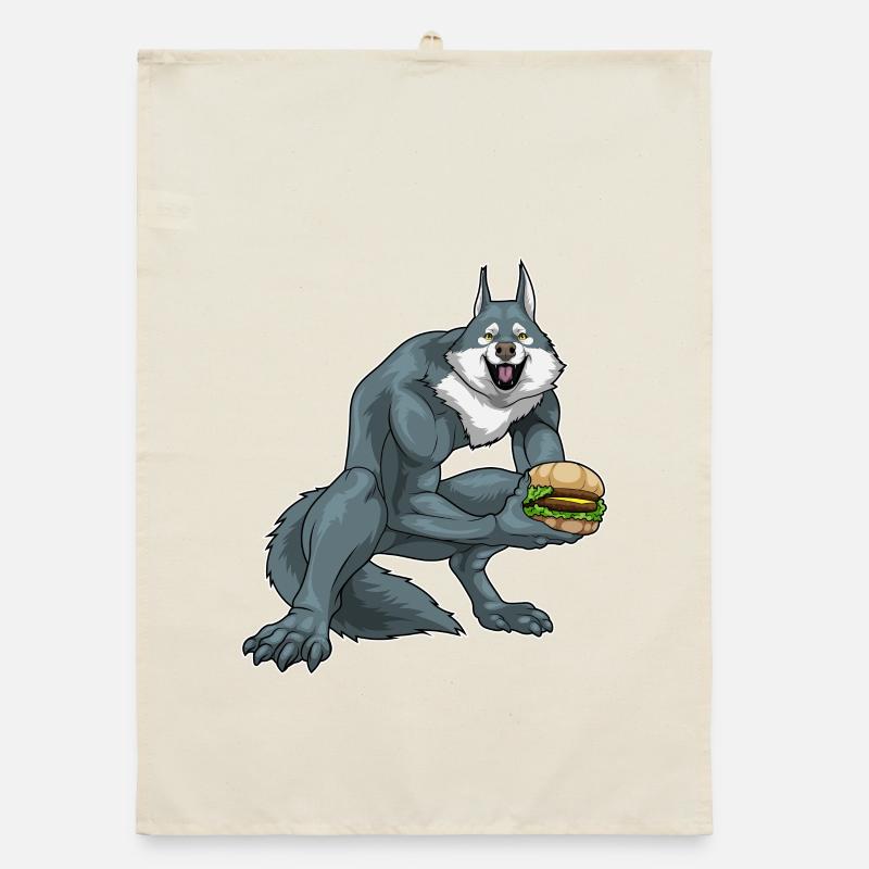 Werwolf Halloween Burger Organic Geschirrtuch