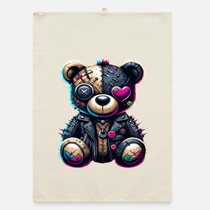 Punk Emo Plush Teddy Bear Organic dish towel