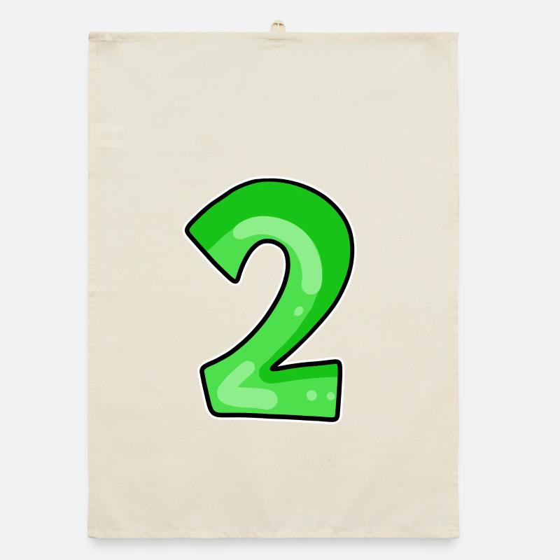 Two - 2 - Number Number Organic dish towel
