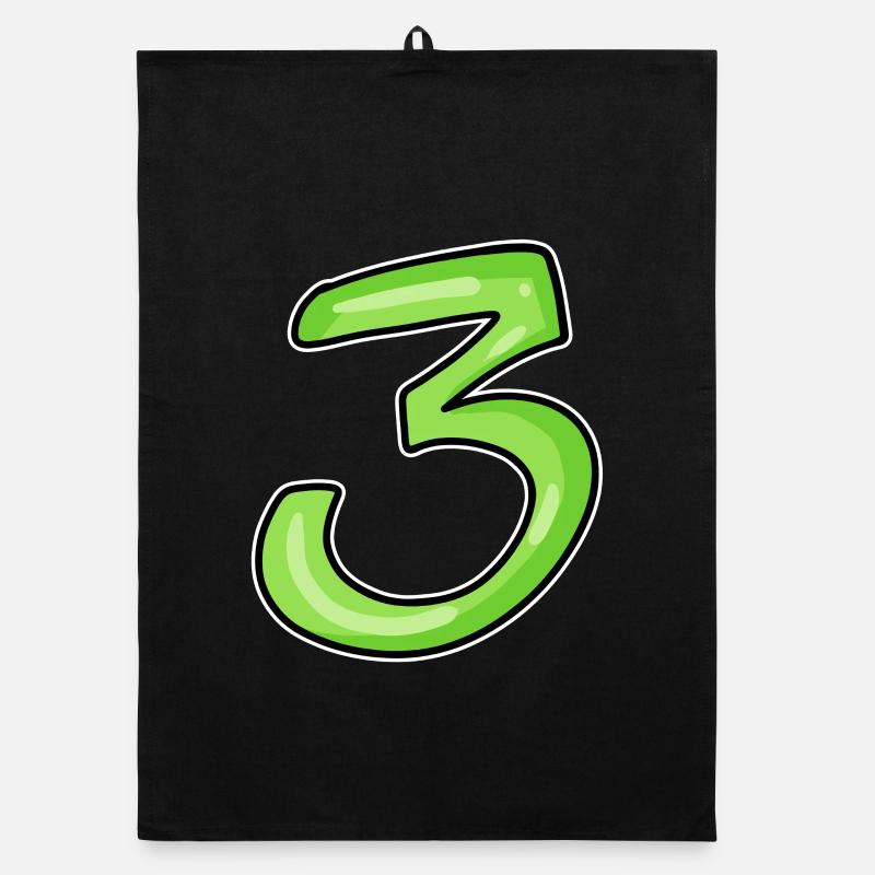 Three - 3 - Number 3 - Number 3 Organic dish towel