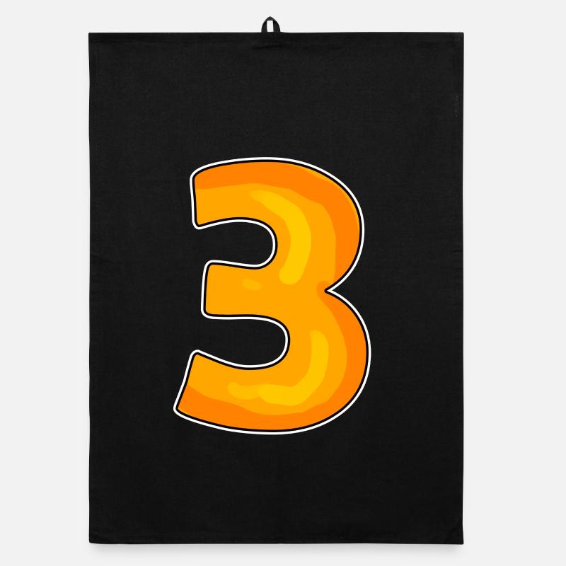 Three - 3 - Number 3 - Number 3 Organic dish towel