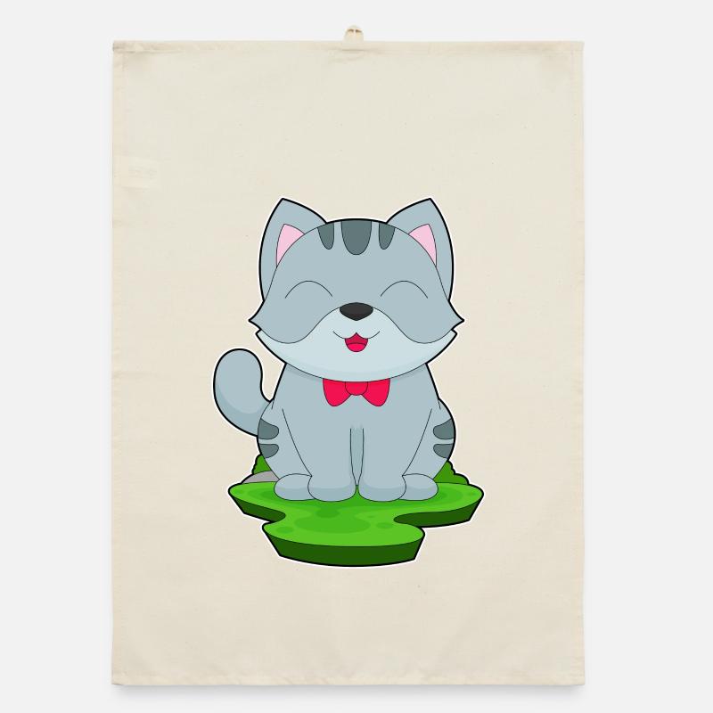 Cat Bow Organic dish towel