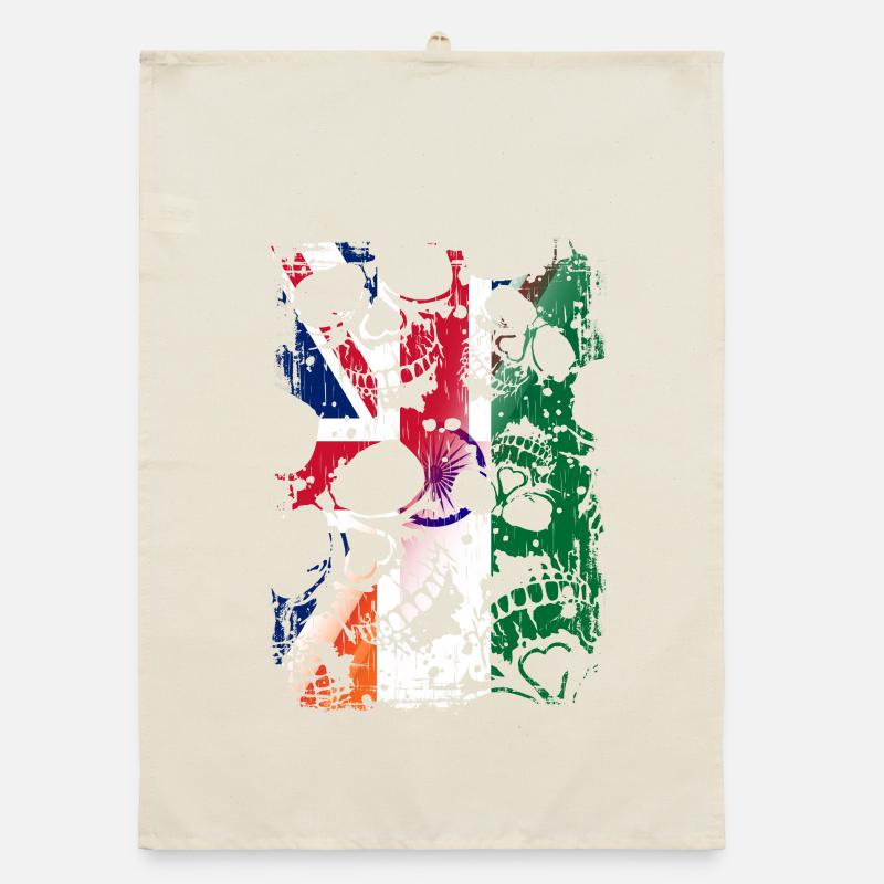 Royaume-Uni Inde Drapeau et crânes Torchon bio