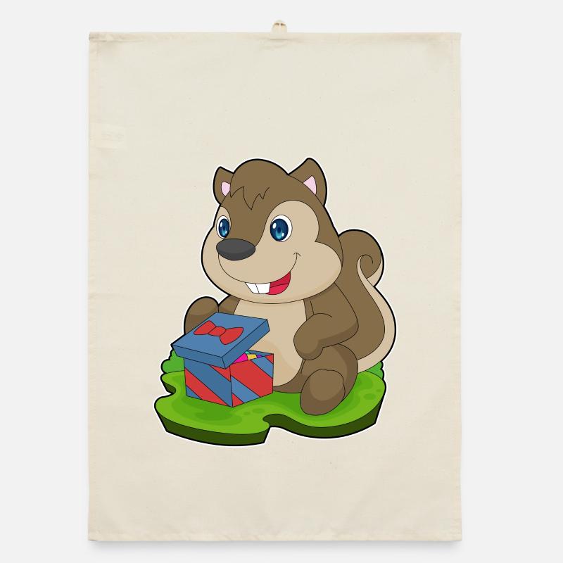 Squirrel Christmas Package Organic dish towel