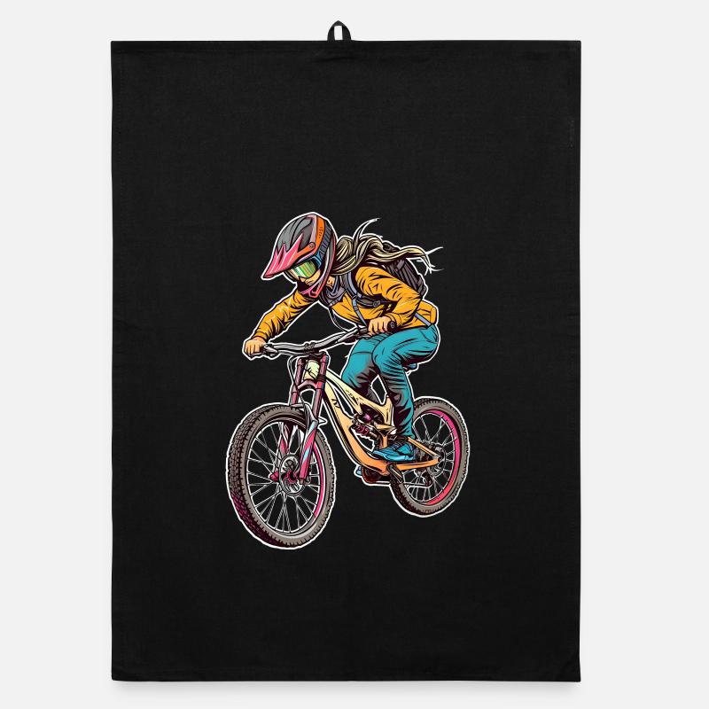 Fahrrad Mädchen - Organic Geschirrtuch - Schwarz