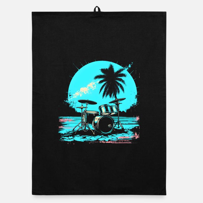 Retro Drums Organic dish towel
