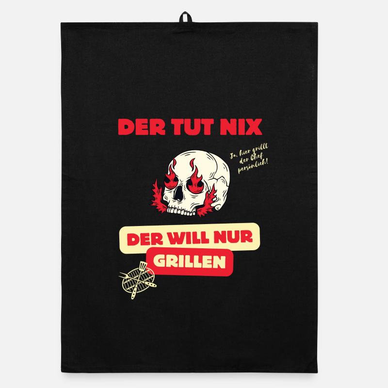 Skull und Grillspruch Design Organic Geschirrtuch